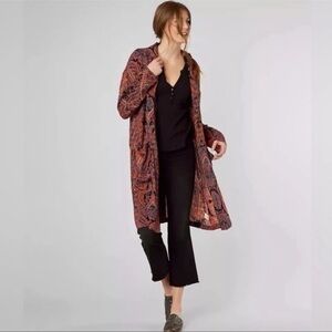 Free People Half Moon Long Kimono Duster Cardigan Quarry Paisley Size M